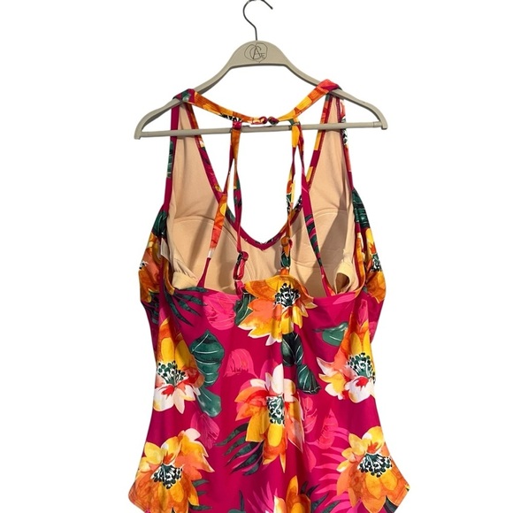 Kona Sol Floral One Piece Swimsuit 24w - Picture 3 of 8
